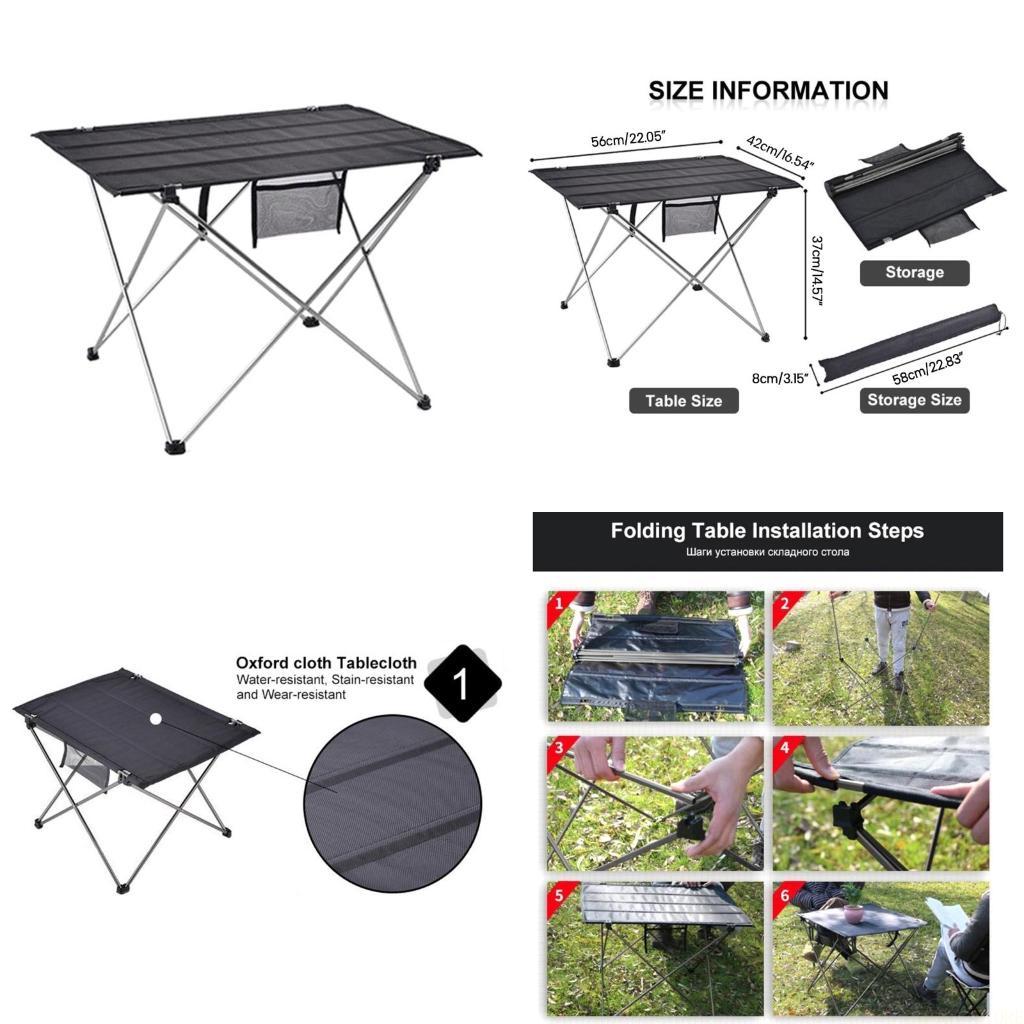 Camping Cooking Table - U2JB โต๊ะตั้งแคมป์แบบพกพาโต๊ะชายหาดพับได้น้ำหนักเบาโต๊ะพับขนาดเล็ก