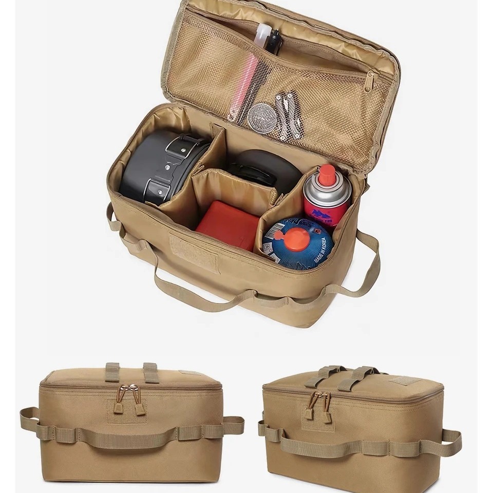 Camping Cooking Organizer - กระเป๋าเก็บถังแก๊สสำหรับตั้งแคมป์กลางแจ้ง ความจุขนาดใหญ่ กระเป๋าใส่เครื่องมือตอกสมอบก ถังแก๊ส อุปกรณ์ทำอาหารปิกนิก ชุดอุปกรณ์ทำครัว