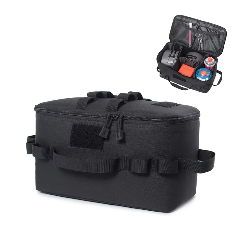 Camping Cooking Organizer - กระเป๋าเก็บถังแก๊สสำหรับแคมป์ปิ้งกลางแจ้ง ความจุขนาดใหญ่ กระเป๋าใส่อุปกรณ์ตะปูยึดพื้น กระเป๋าชุดอุปกรณ์ทำอาหารและเครื่องครัวสำหรับปิกนิก