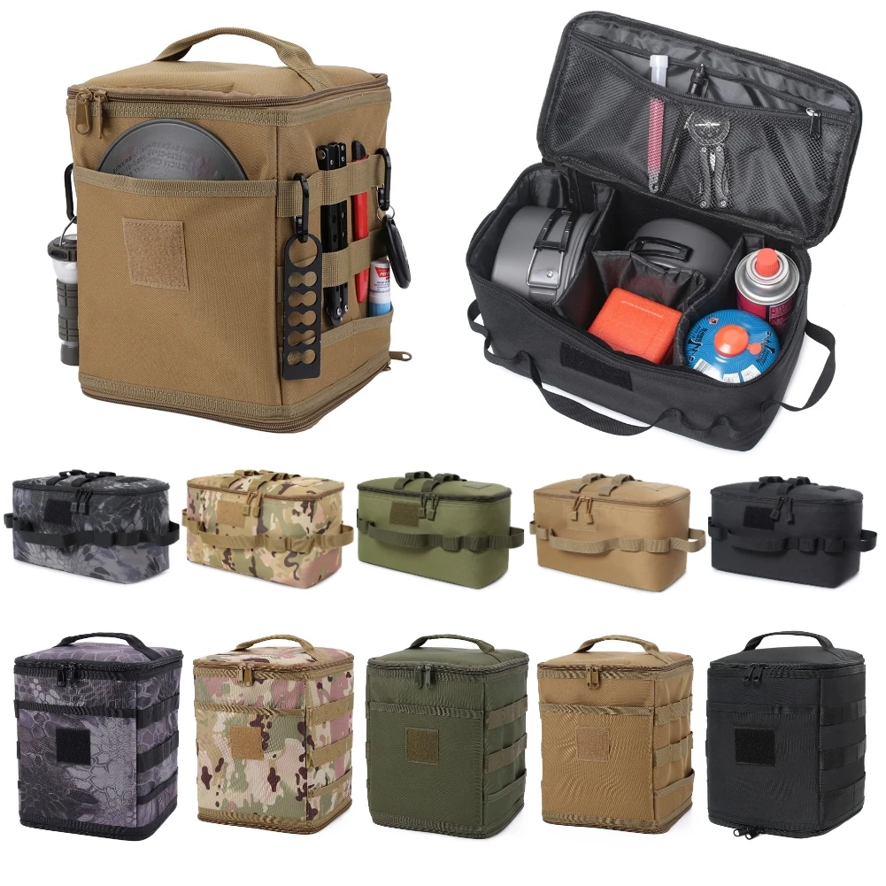 Camping Cooking Organizer - กระเป๋ายุทธวิธี Camping กระเป๋าเก็บภาชนะทําอาหาร Organizer แบบพกพากระเป๋าถือกระเป๋าปิคนิคสําหรับเดินป่ากลางแจ้ง