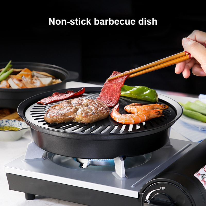Camping Cooking Flat Top - เกาหลี Non-Stick ถาดบาร์บีคิวกลางแจ้ง CASSETTE เตาอบกระทะย่างแบบพกพา Smokeless