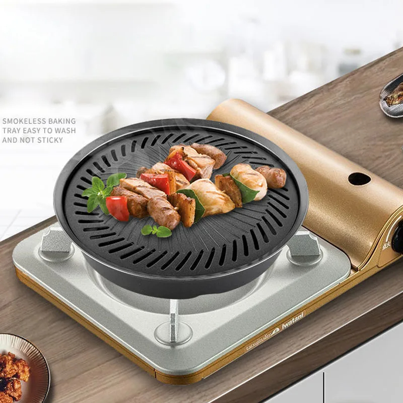 Camping Cooking Flat Top - เกาหลี Non-Stick ถาดบาร์บีคิวกลางแจ้ง CASSETTE เตาอบกระทะย่างแบบพกพา Smokeless